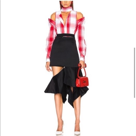 MONSE Cold Shoulder Plaid Shirt size 0 - Picture 3 of 10